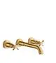 AXOR-HG-AXOR-Montreux-3-Loch-Waschtischarmatur-Unterputz-fuer-Wandmontage-mit-Auslauf-165-225-mm-und-Kreuzgriffen-Brushed-Brass-16532950 gallery number 1